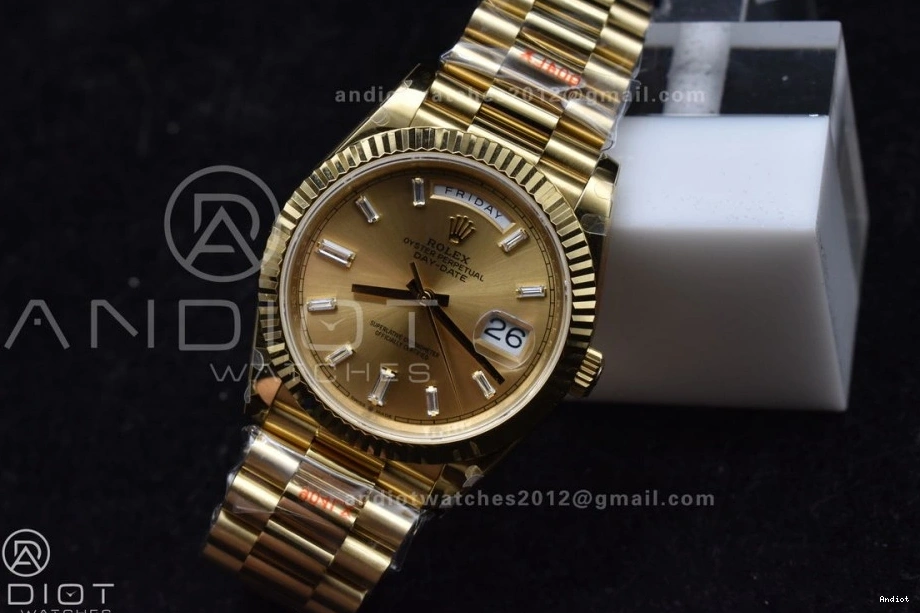 DayDate Bracelet 904L Gain President Steel GMF 40 YG Diamond Gold Markers A3255 Dial Weight V2 On 0111